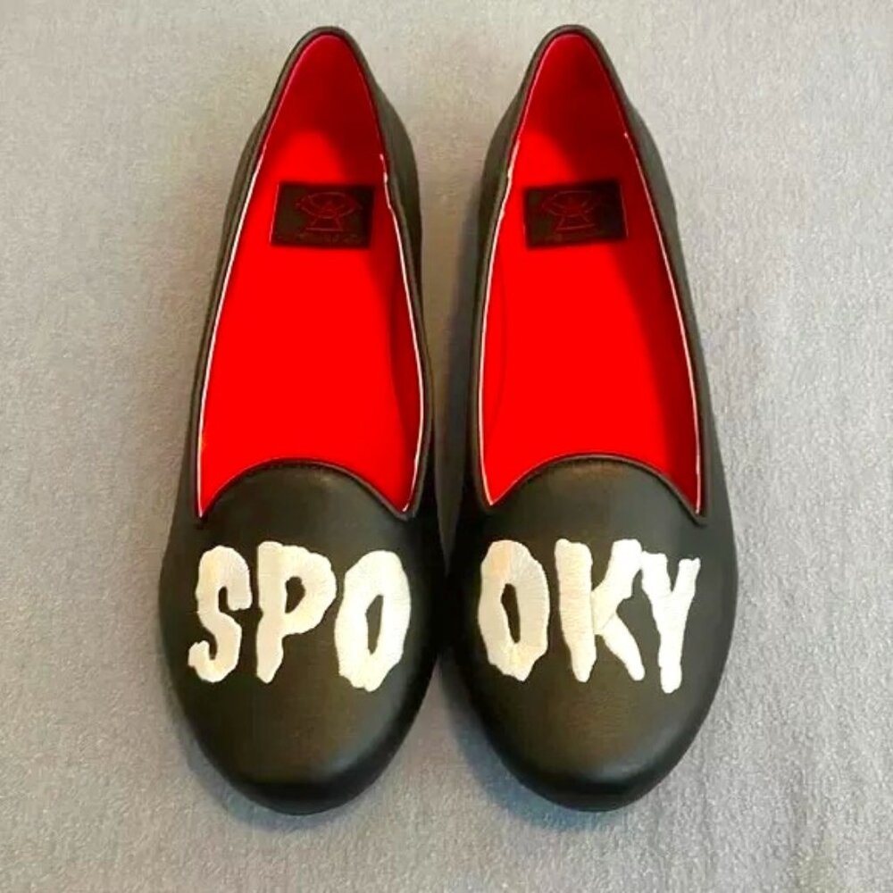 Strange Cvlt SPOOKY Flats * NWB * Black + White Gothic Alt Punk Halloween Shoes